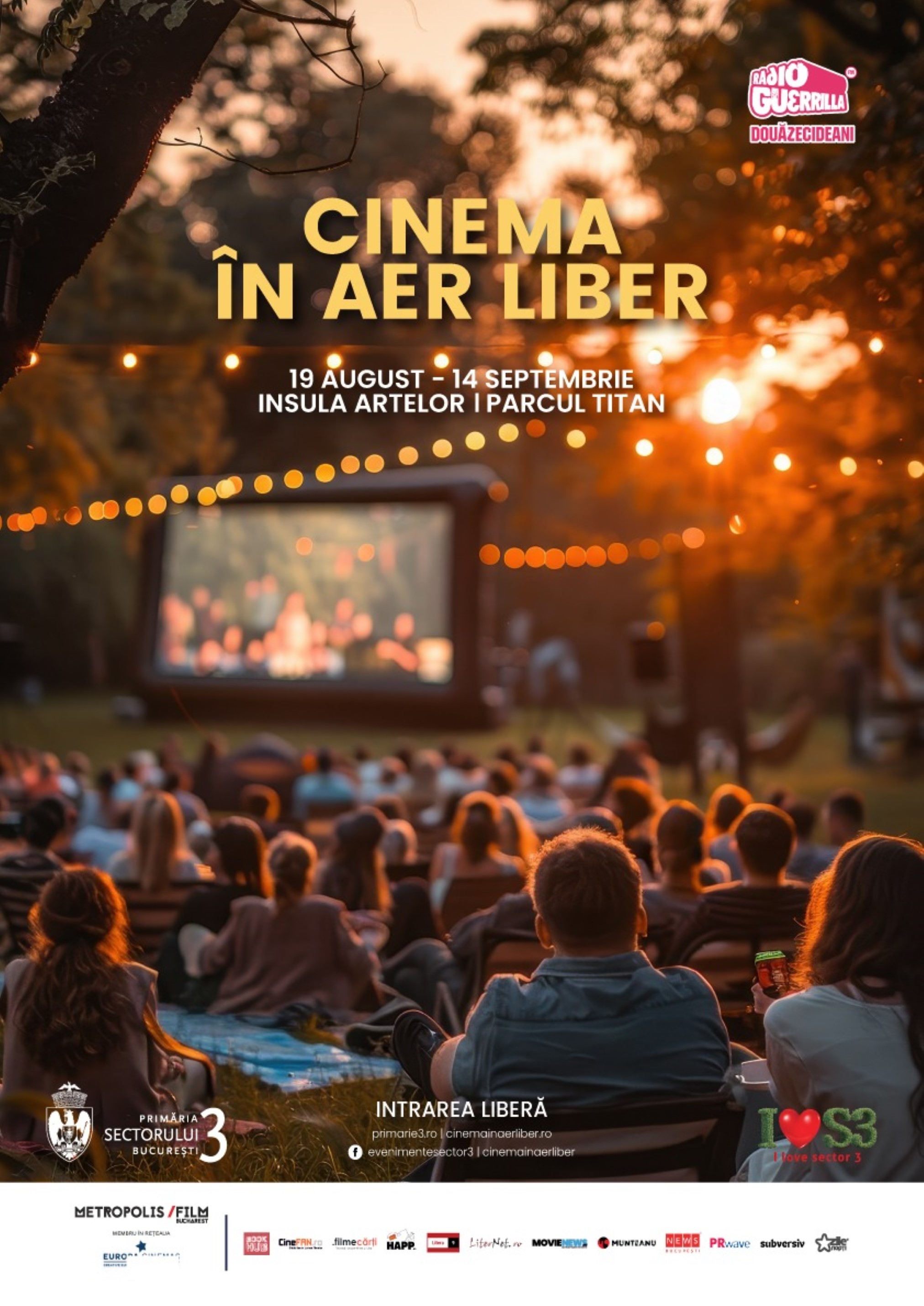 Noul sezon de „Cinema în aer liber”, din 19 august, pe marele ecran  din parcul Titan!