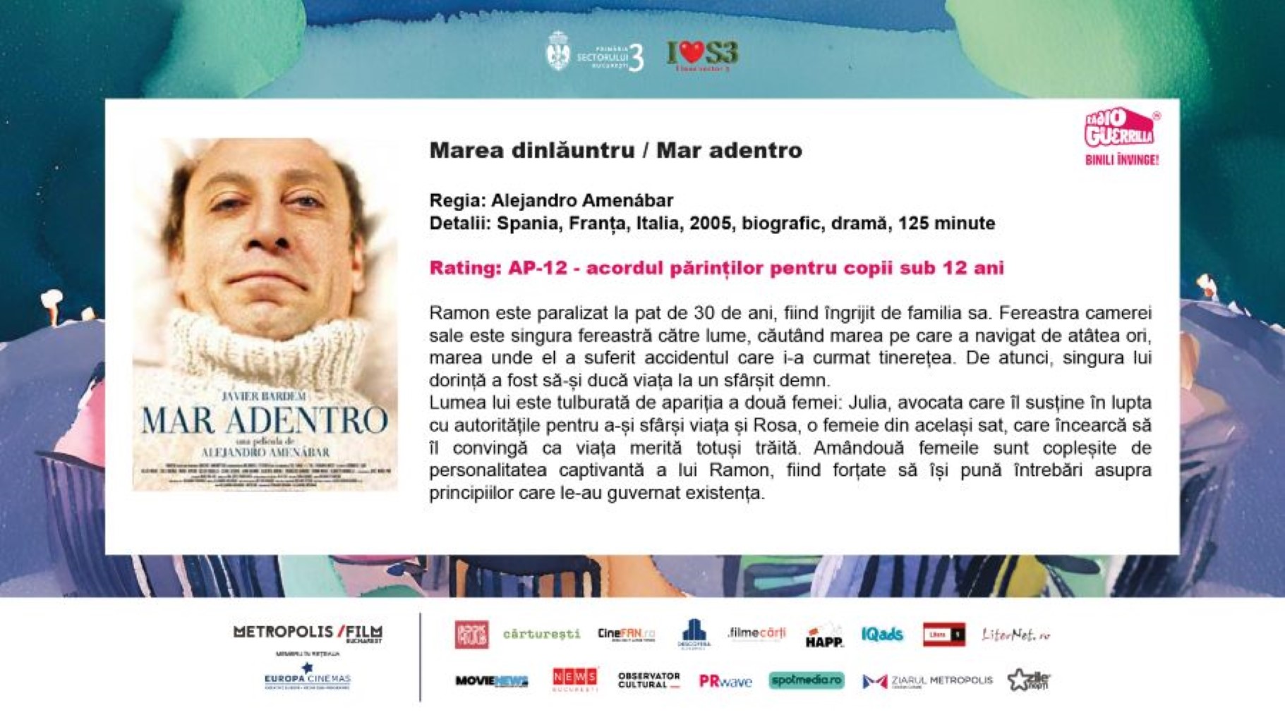 „Marea dinlăuntru”, filmul de joi la „Cinema în aer liber”