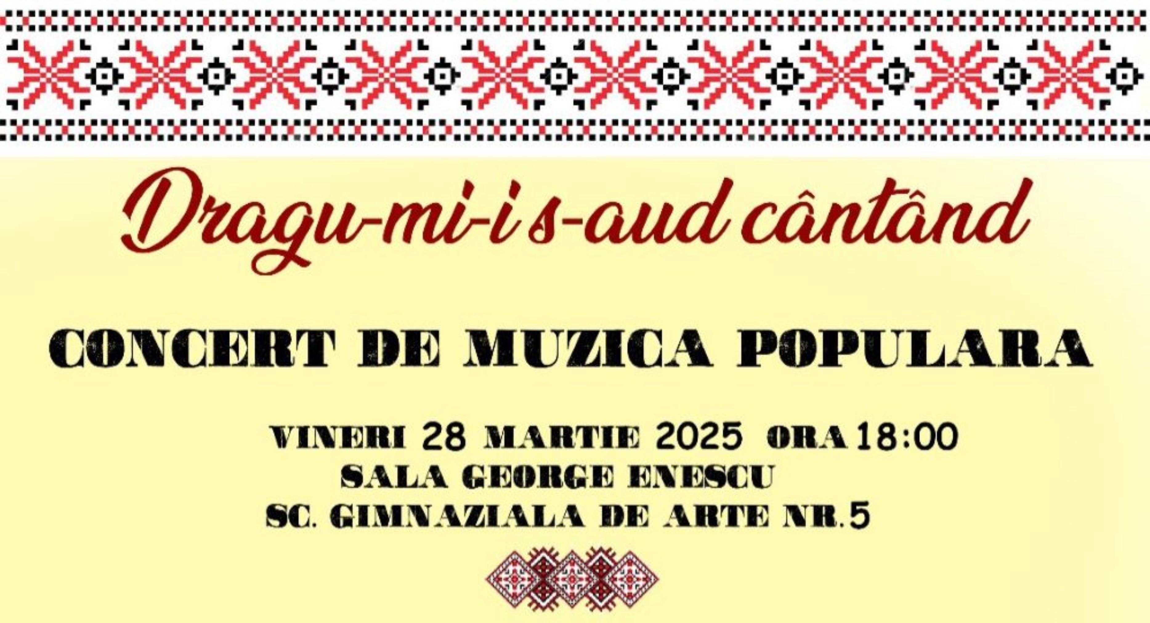Concert „Dragu-mi-i s-aud cântând”, la Școala Gimnazială de Arte nr. 5