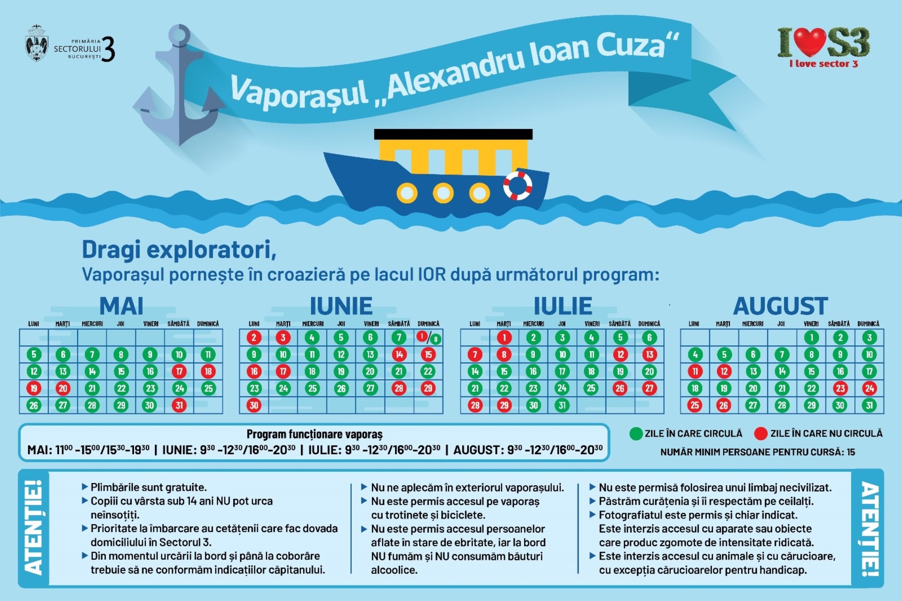 Start plimbărilor de agrement cu vaporașul   „Alexandru Ioan Cuza”