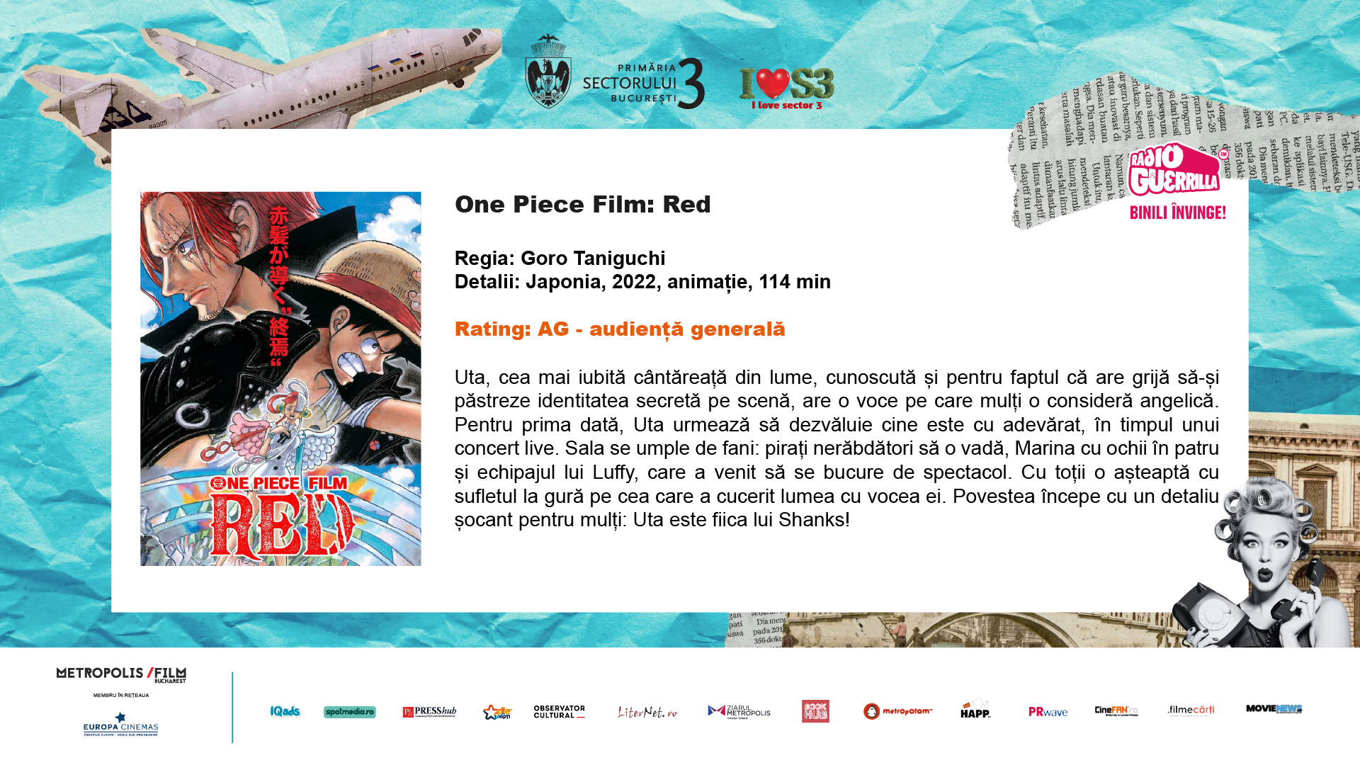 Personaje manga? Le poți vedea la „Cinema în aer liber”, în „One Piece Film: Red”