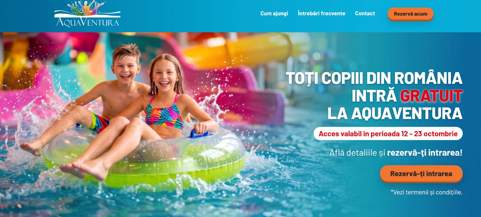 Toți copiii din România intră gratuit la AquaVentura, în perioada 12–23 octombrie